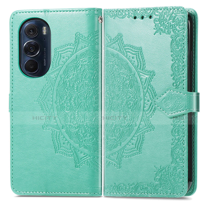 Coque Portefeuille Motif Fantaisie Livre Cuir Etui Clapet pour Motorola Moto Edge 30 Pro 5G Vert Plus