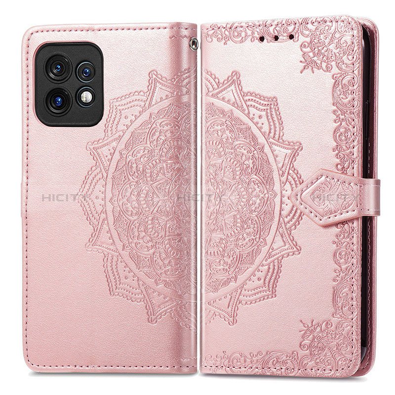 Coque Portefeuille Motif Fantaisie Livre Cuir Etui Clapet pour Motorola Moto Edge Plus (2023) 5G Or Rose Plus