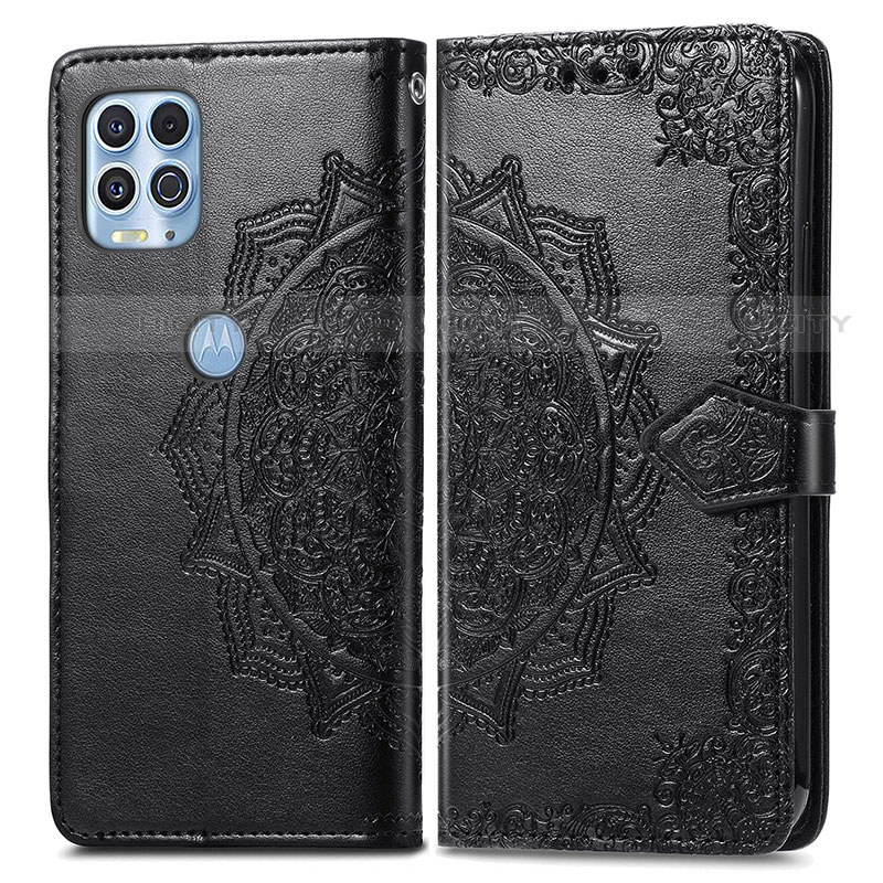 Coque Portefeuille Motif Fantaisie Livre Cuir Etui Clapet pour Motorola Moto Edge S 5G Noir Plus