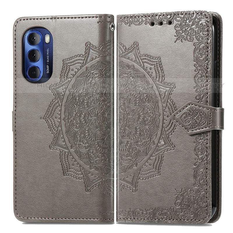 Coque Portefeuille Motif Fantaisie Livre Cuir Etui Clapet pour Motorola Moto G Stylus (2022) 4G Gris Plus