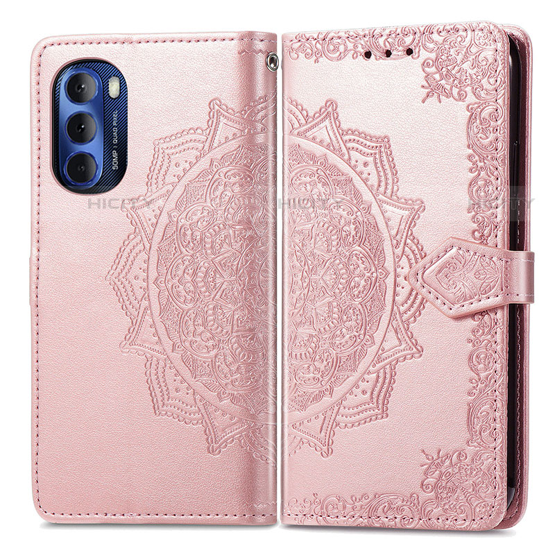 Coque Portefeuille Motif Fantaisie Livre Cuir Etui Clapet pour Motorola Moto G Stylus (2022) 4G Or Rose Plus