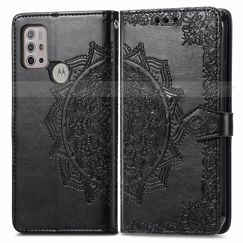 Coque Portefeuille Motif Fantaisie Livre Cuir Etui Clapet pour Motorola Moto G10 Noir Plus