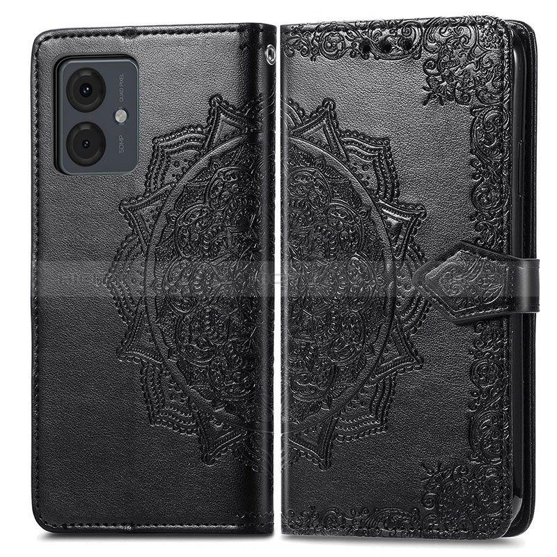 Coque Portefeuille Motif Fantaisie Livre Cuir Etui Clapet pour Motorola Moto G14 Noir Plus