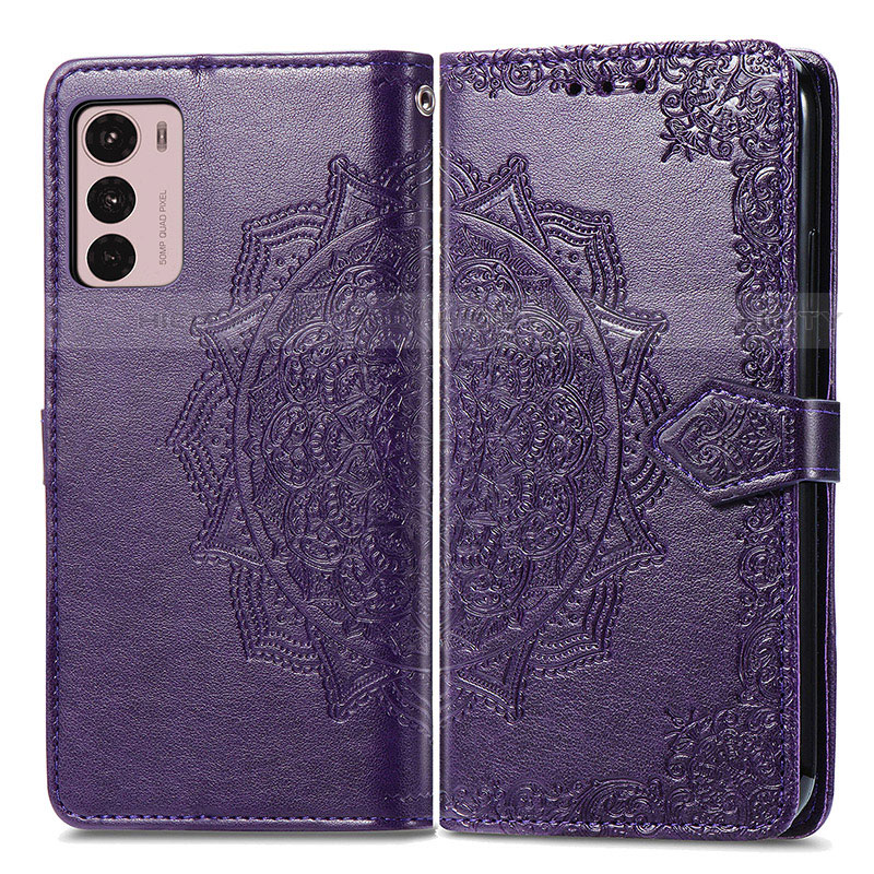 Coque Portefeuille Motif Fantaisie Livre Cuir Etui Clapet pour Motorola Moto G42 Violet Plus