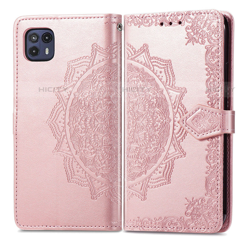 Coque Portefeuille Motif Fantaisie Livre Cuir Etui Clapet pour Motorola Moto G50 5G Or Rose Plus