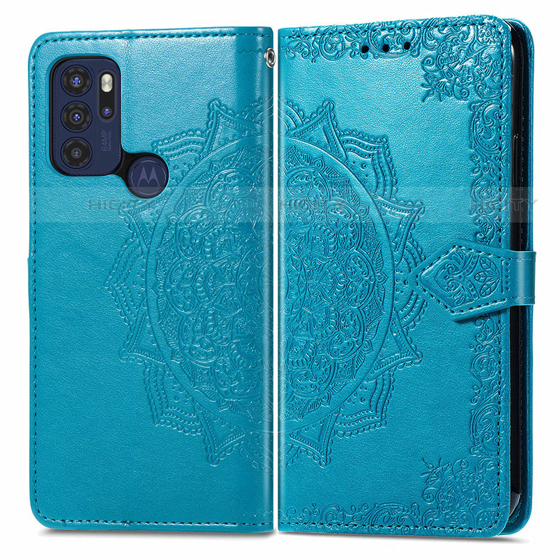 Coque Portefeuille Motif Fantaisie Livre Cuir Etui Clapet pour Motorola Moto G60s Bleu Plus