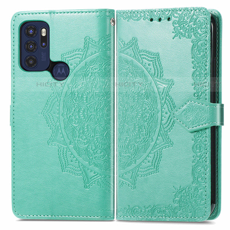 Coque Portefeuille Motif Fantaisie Livre Cuir Etui Clapet pour Motorola Moto G60s Vert Plus