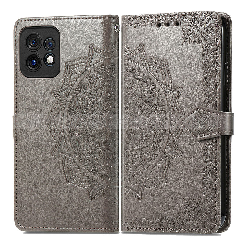 Coque Portefeuille Motif Fantaisie Livre Cuir Etui Clapet pour Motorola Moto X40 5G Gris Plus