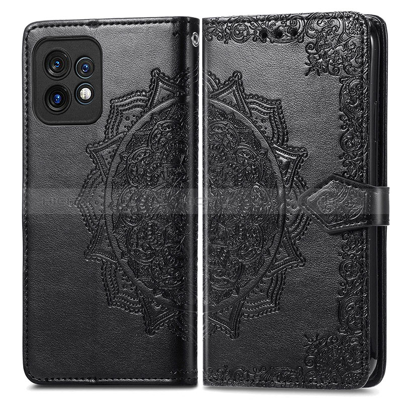 Coque Portefeuille Motif Fantaisie Livre Cuir Etui Clapet pour Motorola Moto X40 5G Noir Plus