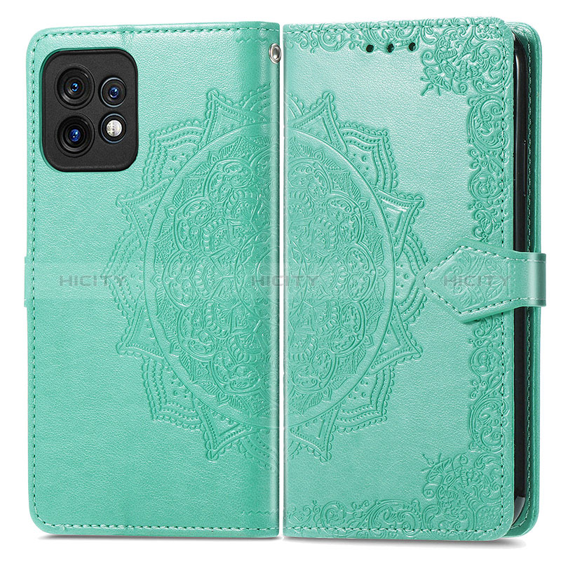 Coque Portefeuille Motif Fantaisie Livre Cuir Etui Clapet pour Motorola Moto X40 5G Vert Plus