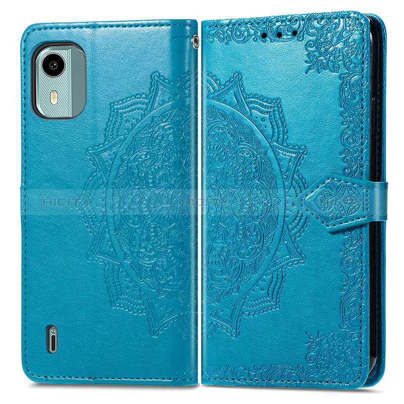 Coque Portefeuille Motif Fantaisie Livre Cuir Etui Clapet pour Nokia C12 Bleu Plus