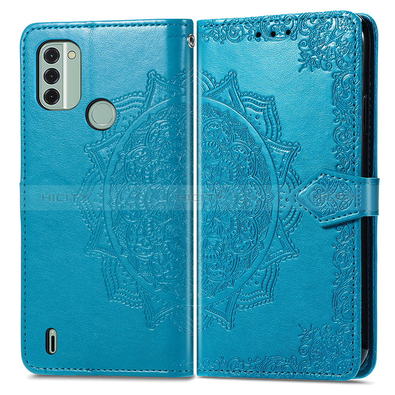 Coque Portefeuille Motif Fantaisie Livre Cuir Etui Clapet pour Nokia C31 Bleu Plus