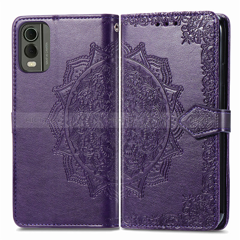 Coque Portefeuille Motif Fantaisie Livre Cuir Etui Clapet pour Nokia C32 Violet Plus