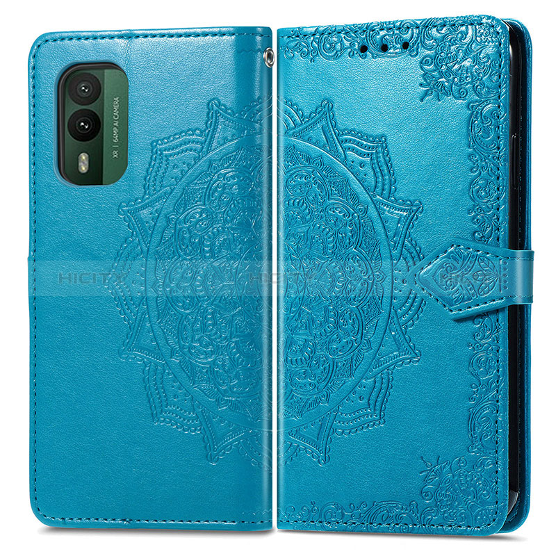 Coque Portefeuille Motif Fantaisie Livre Cuir Etui Clapet pour Nokia XR21 Bleu Plus