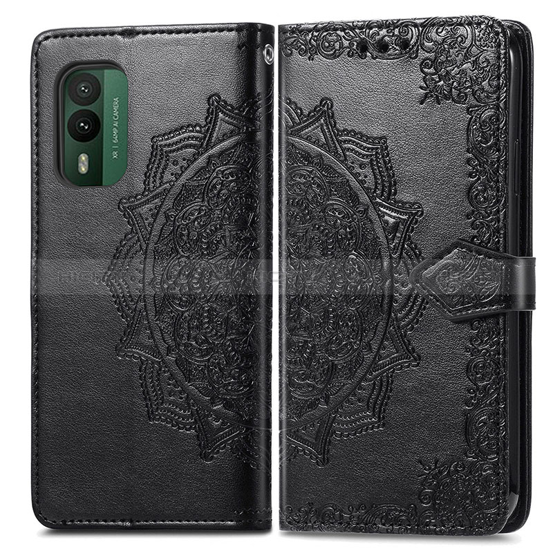 Coque Portefeuille Motif Fantaisie Livre Cuir Etui Clapet pour Nokia XR21 Noir Plus