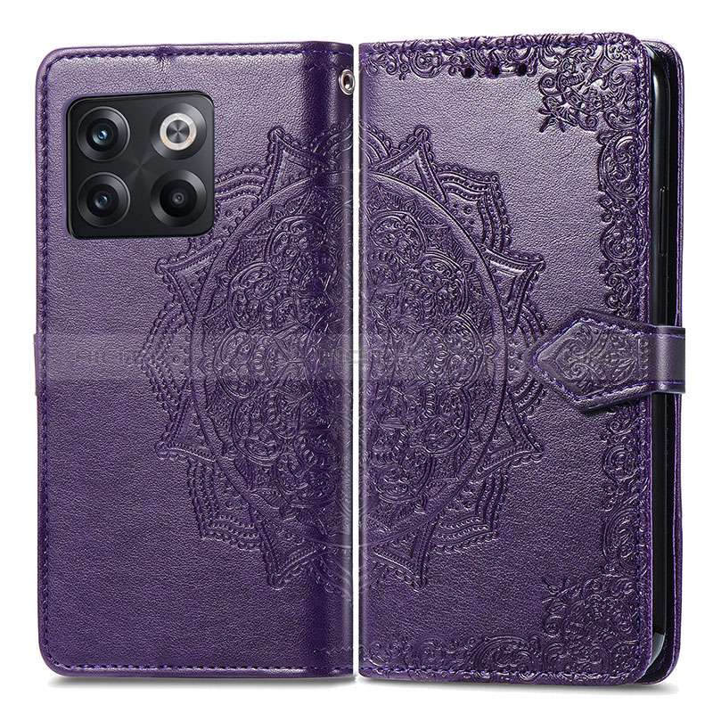 Coque Portefeuille Motif Fantaisie Livre Cuir Etui Clapet pour OnePlus 10T 5G Violet Plus