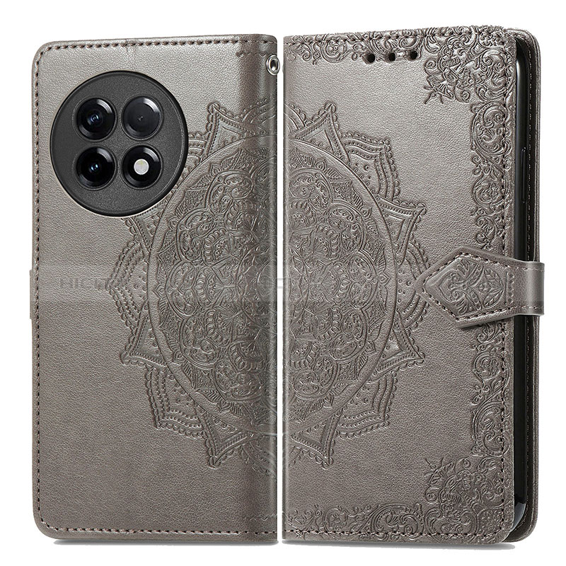 Coque Portefeuille Motif Fantaisie Livre Cuir Etui Clapet pour OnePlus Ace 2 5G Gris Plus