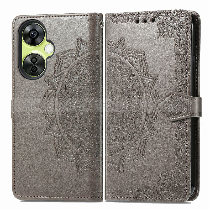 Coque Portefeuille Motif Fantaisie Livre Cuir Etui Clapet pour OnePlus Nord CE 3 5G Gris Plus