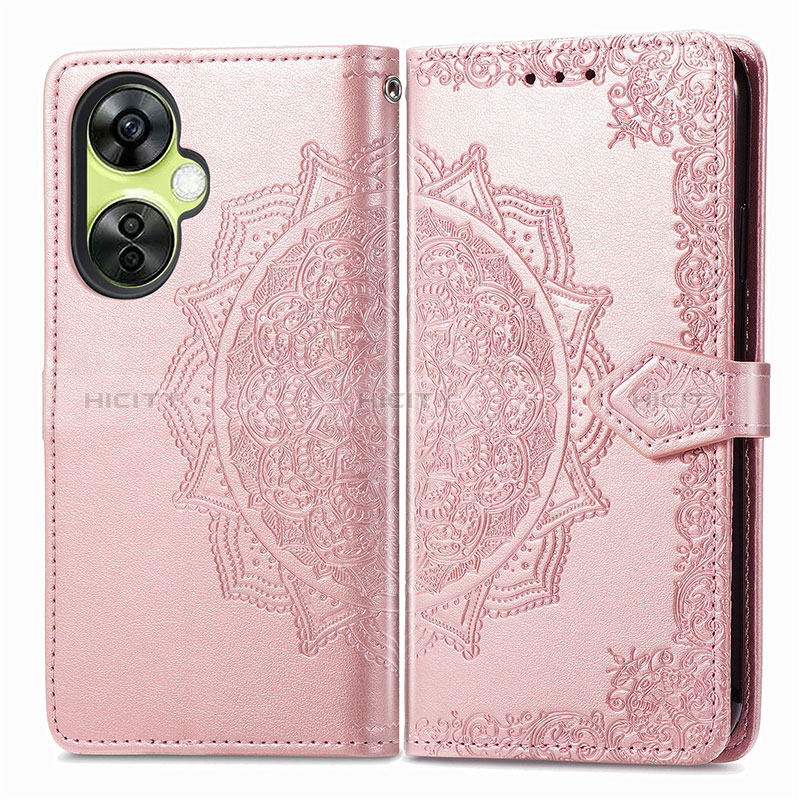 Coque Portefeuille Motif Fantaisie Livre Cuir Etui Clapet pour OnePlus Nord CE 3 5G Or Rose Plus