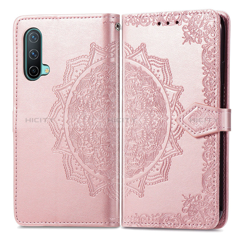 Coque Portefeuille Motif Fantaisie Livre Cuir Etui Clapet pour OnePlus Nord CE 5G Or Rose Plus