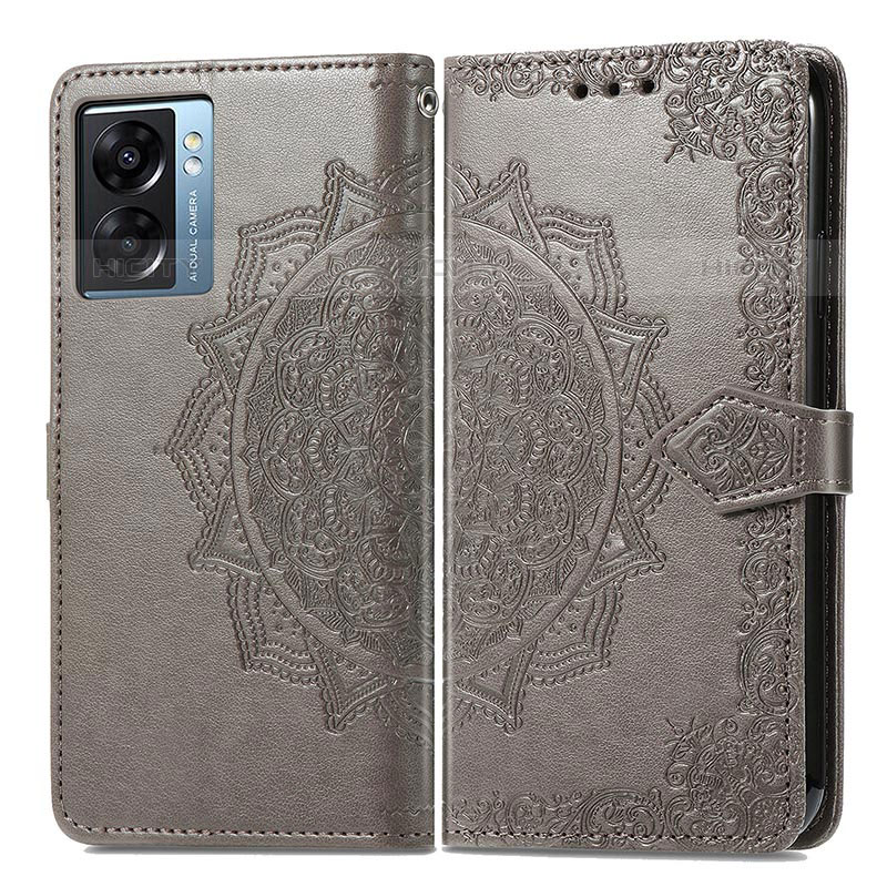 Coque Portefeuille Motif Fantaisie Livre Cuir Etui Clapet pour OnePlus Nord N300 5G Gris Plus