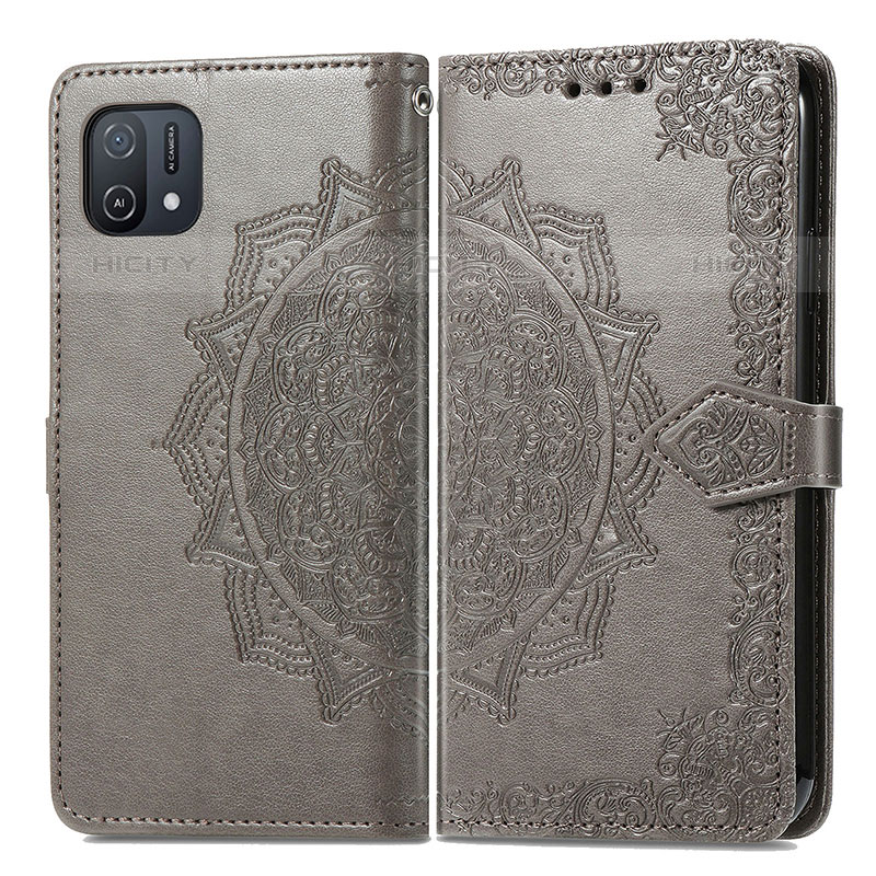 Coque Portefeuille Motif Fantaisie Livre Cuir Etui Clapet pour Oppo A16e Gris Plus