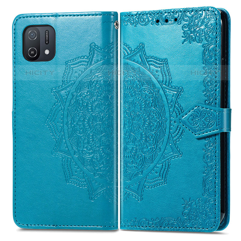 Coque Portefeuille Motif Fantaisie Livre Cuir Etui Clapet pour Oppo A16K Bleu Plus