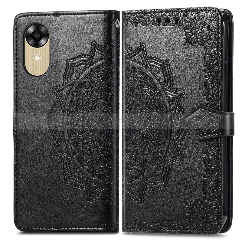 Coque Portefeuille Motif Fantaisie Livre Cuir Etui Clapet pour Oppo A17K Noir Plus