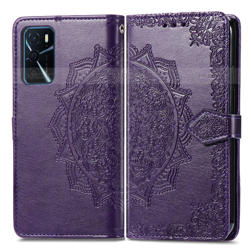 Coque Portefeuille Motif Fantaisie Livre Cuir Etui Clapet pour Oppo A54s Violet Plus