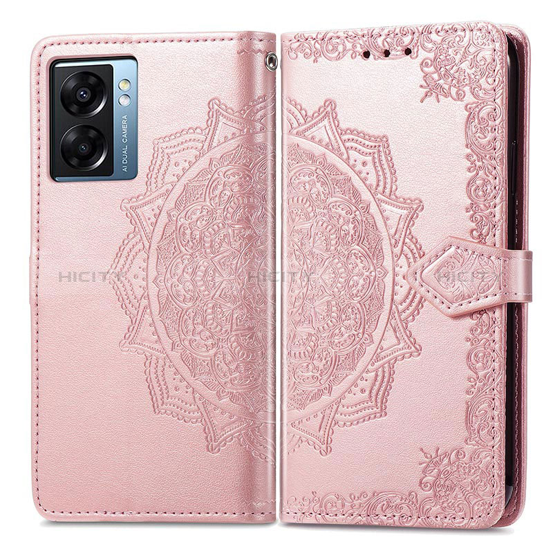 Coque Portefeuille Motif Fantaisie Livre Cuir Etui Clapet pour Oppo A57 5G Or Rose Plus