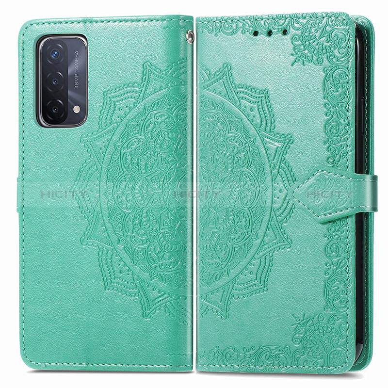 Coque Portefeuille Motif Fantaisie Livre Cuir Etui Clapet pour Oppo A74 5G Vert Plus