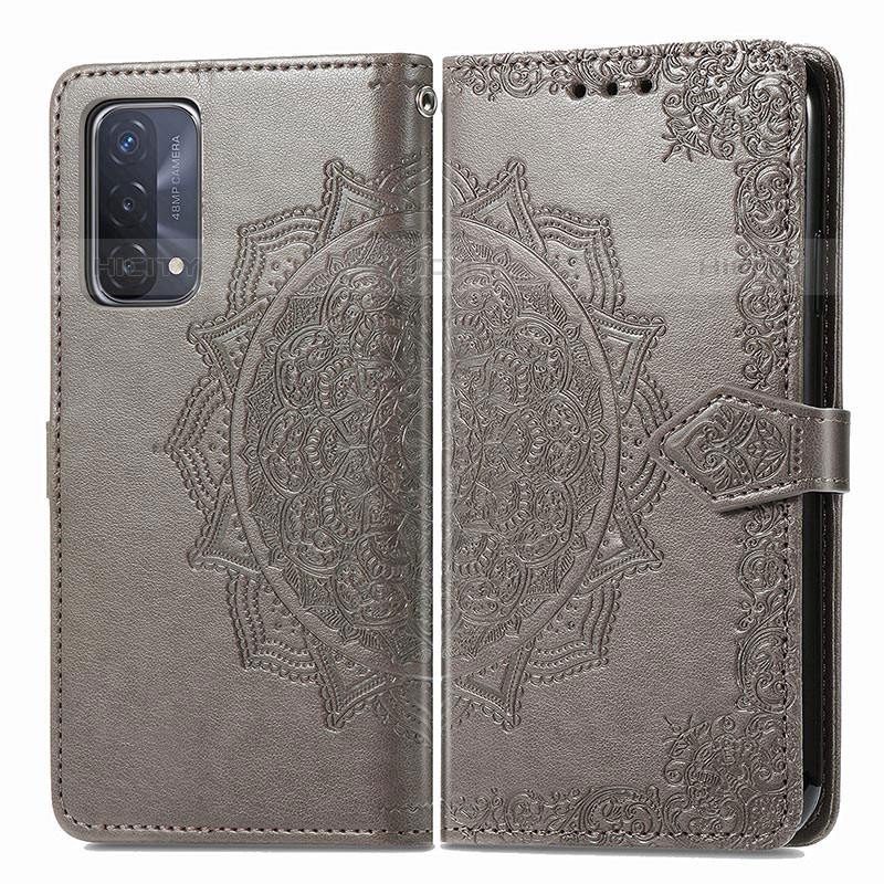 Coque Portefeuille Motif Fantaisie Livre Cuir Etui Clapet pour Oppo A93 5G Gris Plus