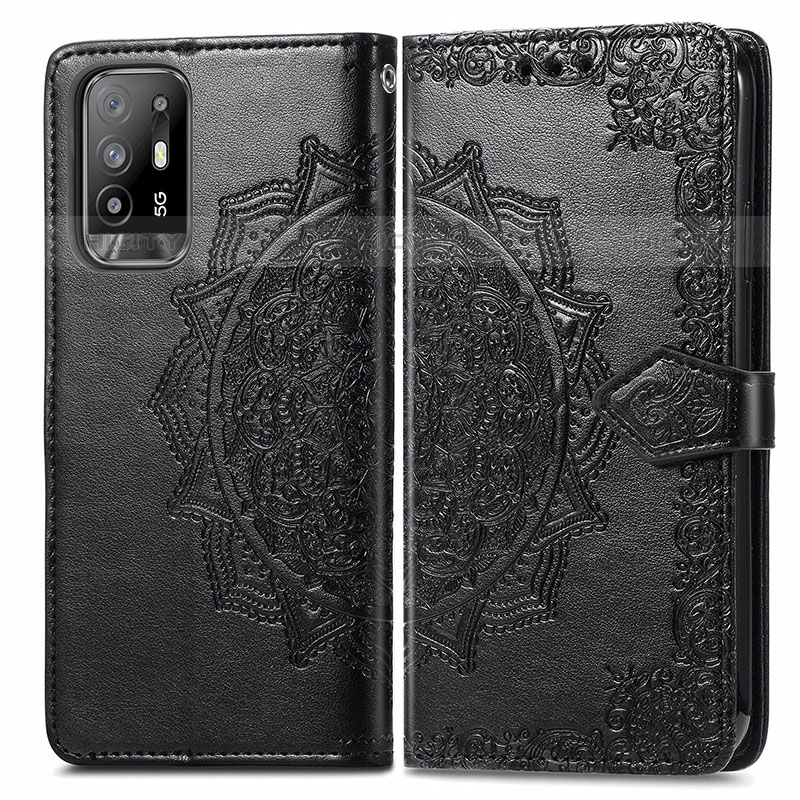 Coque Portefeuille Motif Fantaisie Livre Cuir Etui Clapet pour Oppo A95 5G Noir Plus