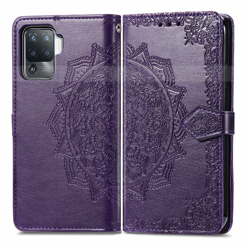 Coque Portefeuille Motif Fantaisie Livre Cuir Etui Clapet pour Oppo F19 Pro Violet Plus