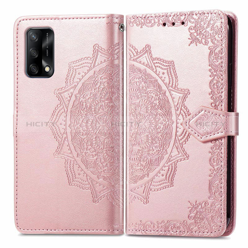 Coque Portefeuille Motif Fantaisie Livre Cuir Etui Clapet pour Oppo F19s Or Rose Plus