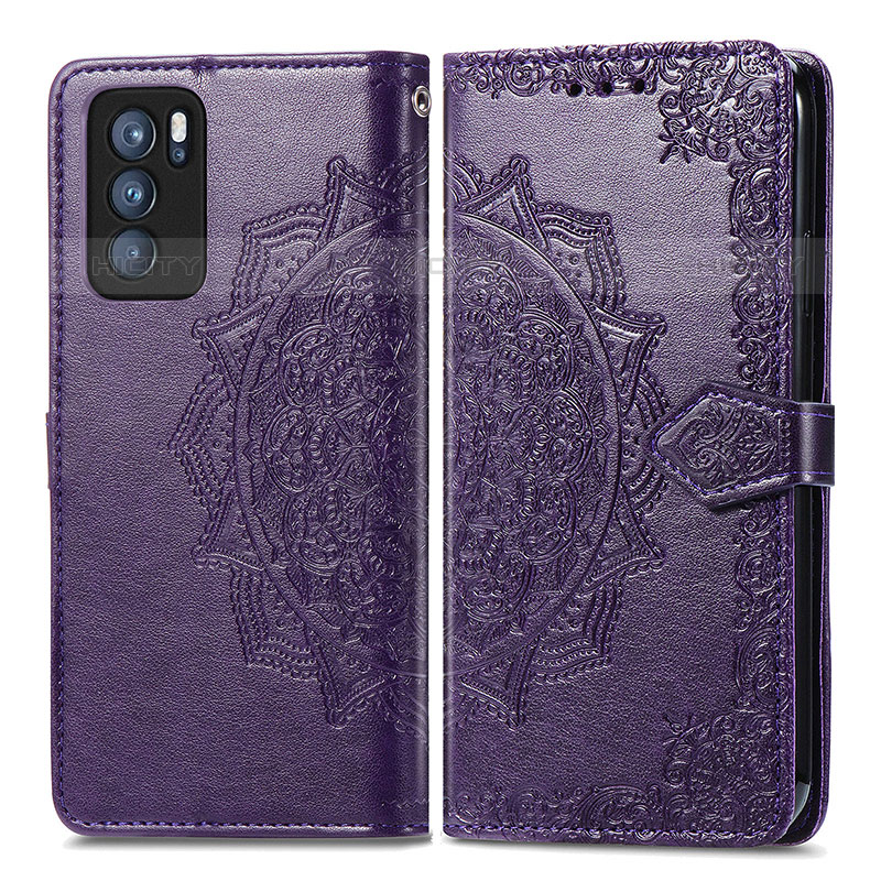 Coque Portefeuille Motif Fantaisie Livre Cuir Etui Clapet pour Oppo Reno6 Pro 5G India Violet Plus