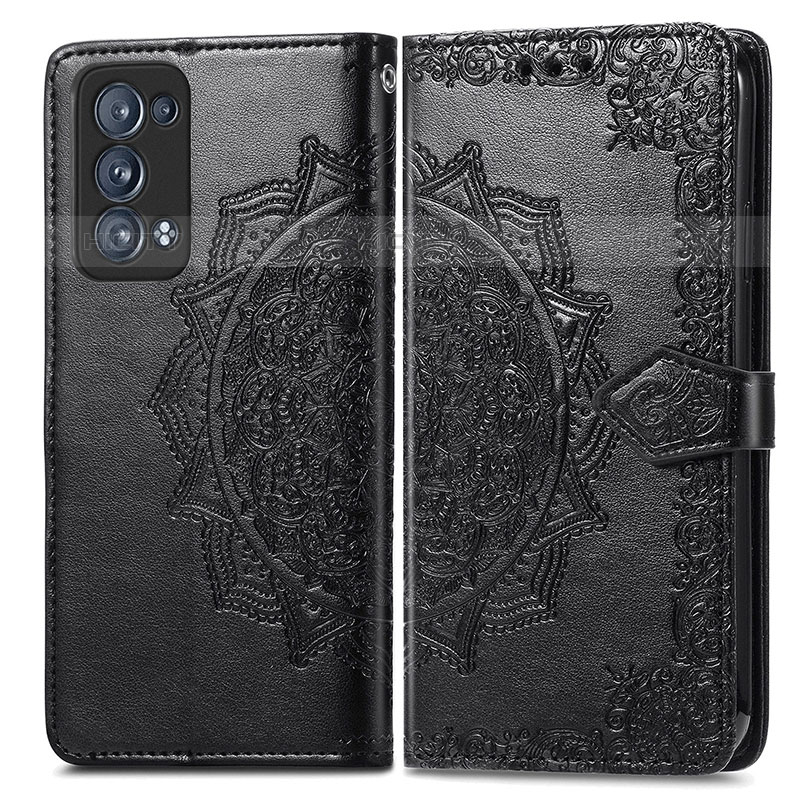 Coque Portefeuille Motif Fantaisie Livre Cuir Etui Clapet pour Oppo Reno6 Pro 5G Noir Plus