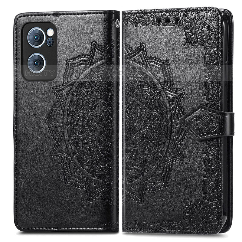 Coque Portefeuille Motif Fantaisie Livre Cuir Etui Clapet pour Oppo Reno7 4G Noir Plus