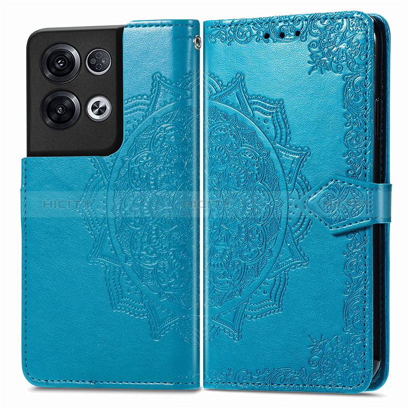 Coque Portefeuille Motif Fantaisie Livre Cuir Etui Clapet pour Oppo Reno9 Pro+ Plus 5G Bleu Plus