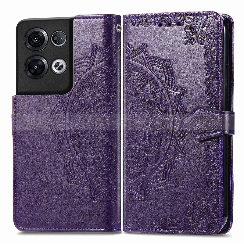 Coque Portefeuille Motif Fantaisie Livre Cuir Etui Clapet pour Oppo Reno9 Pro+ Plus 5G Violet Plus