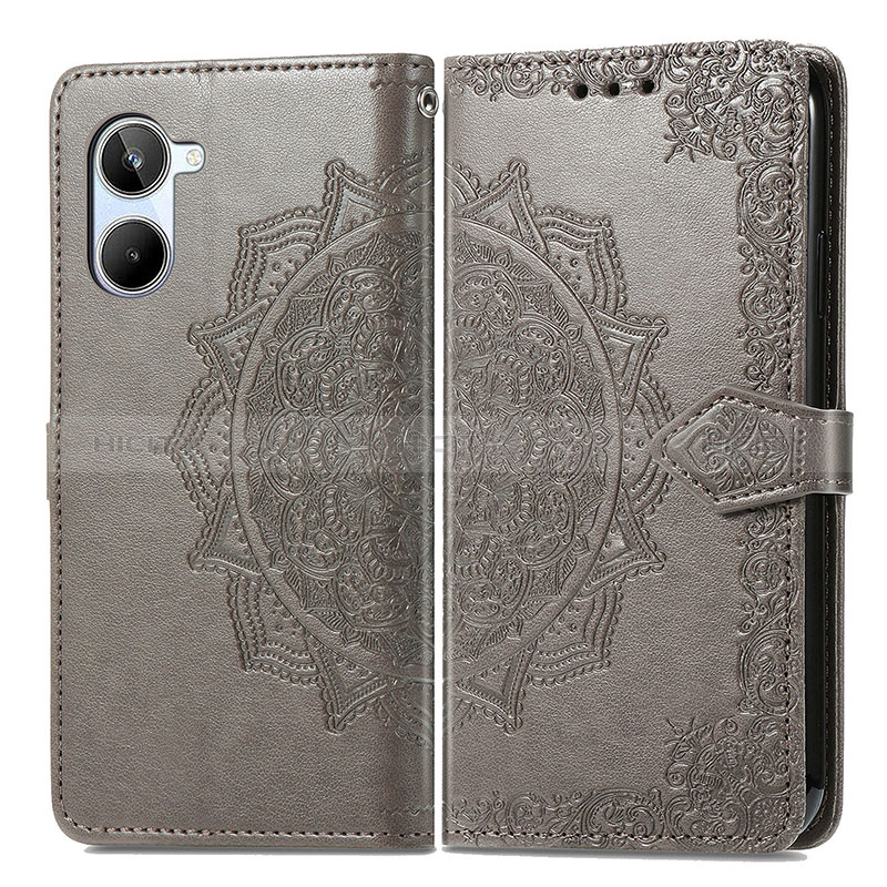 Coque Portefeuille Motif Fantaisie Livre Cuir Etui Clapet pour Realme 10 4G Gris Plus