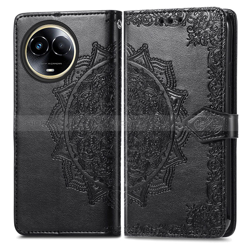 Coque Portefeuille Motif Fantaisie Livre Cuir Etui Clapet pour Realme 11 5G Noir Plus