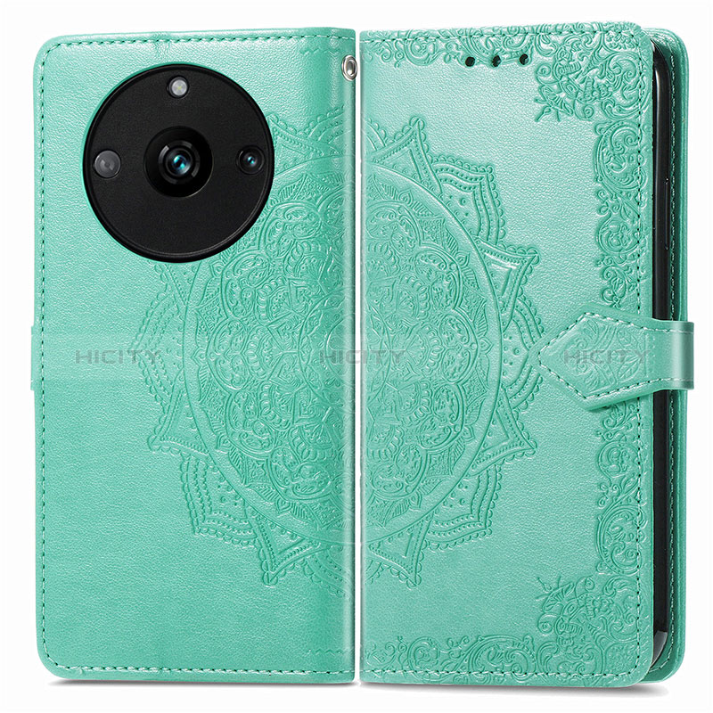 Coque Portefeuille Motif Fantaisie Livre Cuir Etui Clapet pour Realme 11 Pro+ Plus 5G Vert Plus