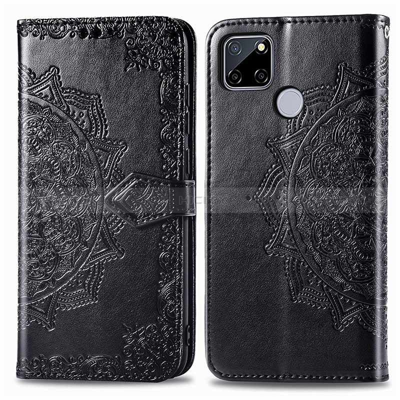 Coque Portefeuille Motif Fantaisie Livre Cuir Etui Clapet pour Realme 7i RMX2193 Noir Plus