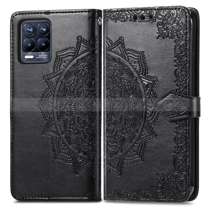 Coque Portefeuille Motif Fantaisie Livre Cuir Etui Clapet pour Realme 8 4G Noir Plus