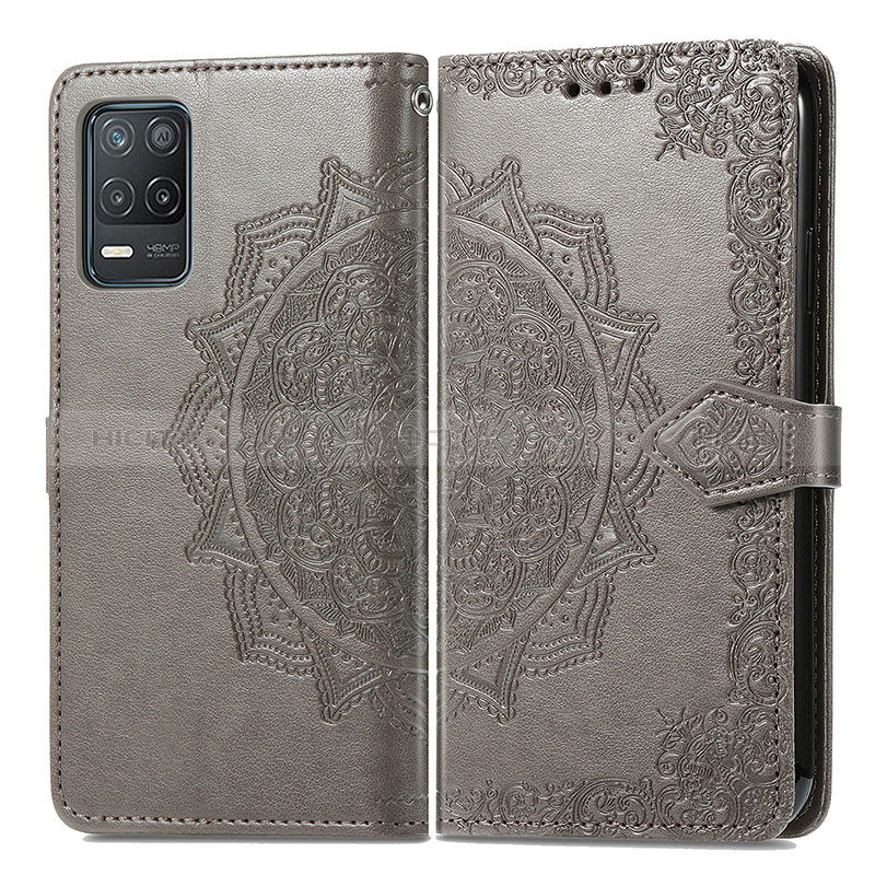 Coque Portefeuille Motif Fantaisie Livre Cuir Etui Clapet pour Realme 8 5G Gris Plus