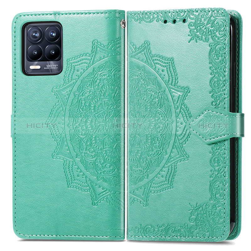 Coque Portefeuille Motif Fantaisie Livre Cuir Etui Clapet pour Realme 8 Pro Vert Plus