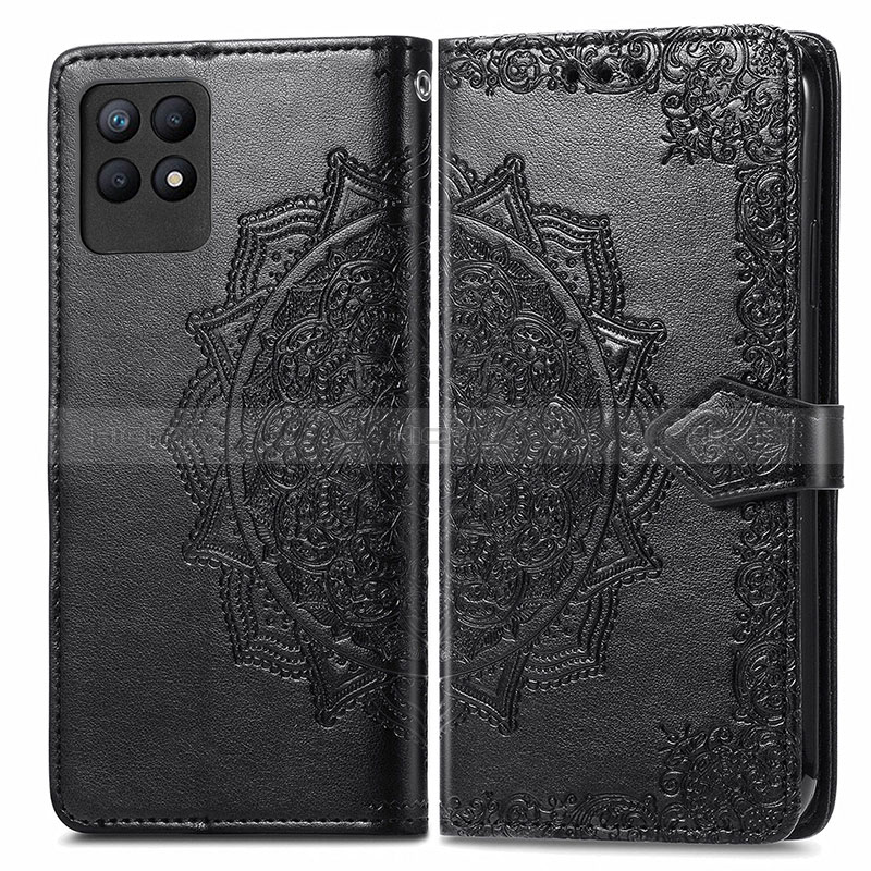 Coque Portefeuille Motif Fantaisie Livre Cuir Etui Clapet pour Realme 8i Noir Plus