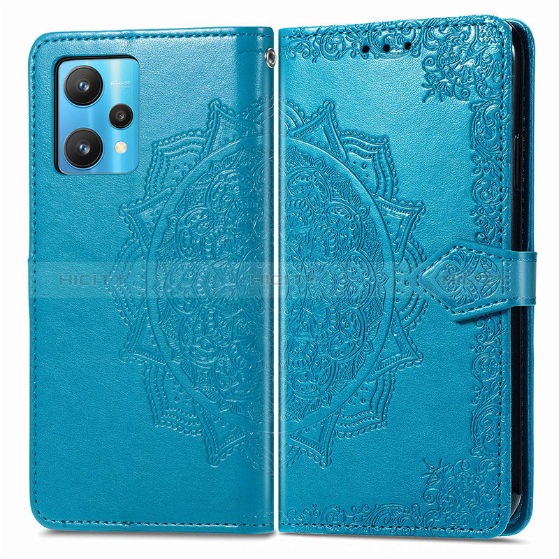 Coque Portefeuille Motif Fantaisie Livre Cuir Etui Clapet pour Realme 9 4G Bleu Plus