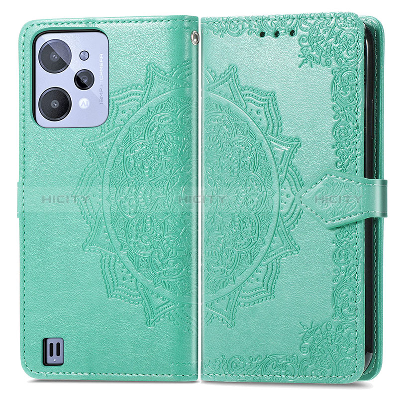 Coque Portefeuille Motif Fantaisie Livre Cuir Etui Clapet pour Realme C31 Vert Plus